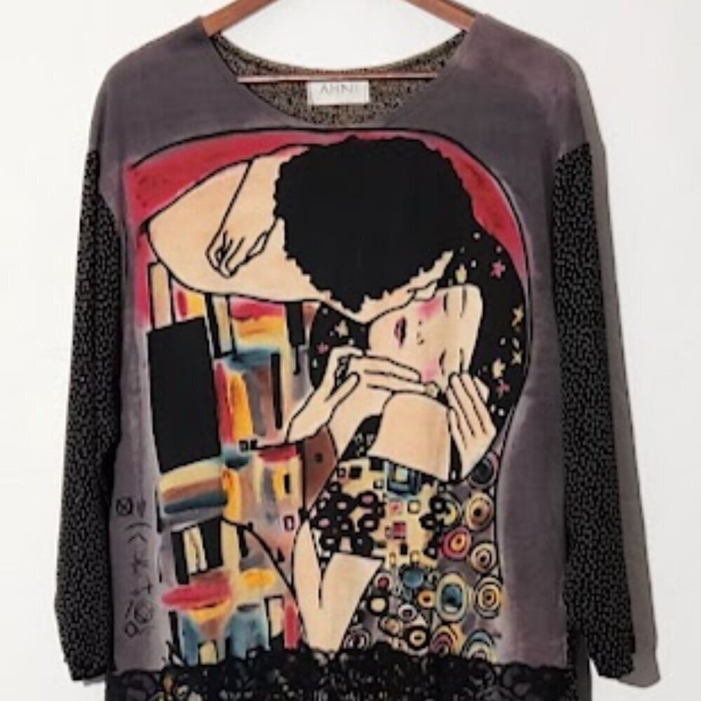AHNI Women's Drop Waist Wearable Art Dress Size Large - Picture 2 of 9